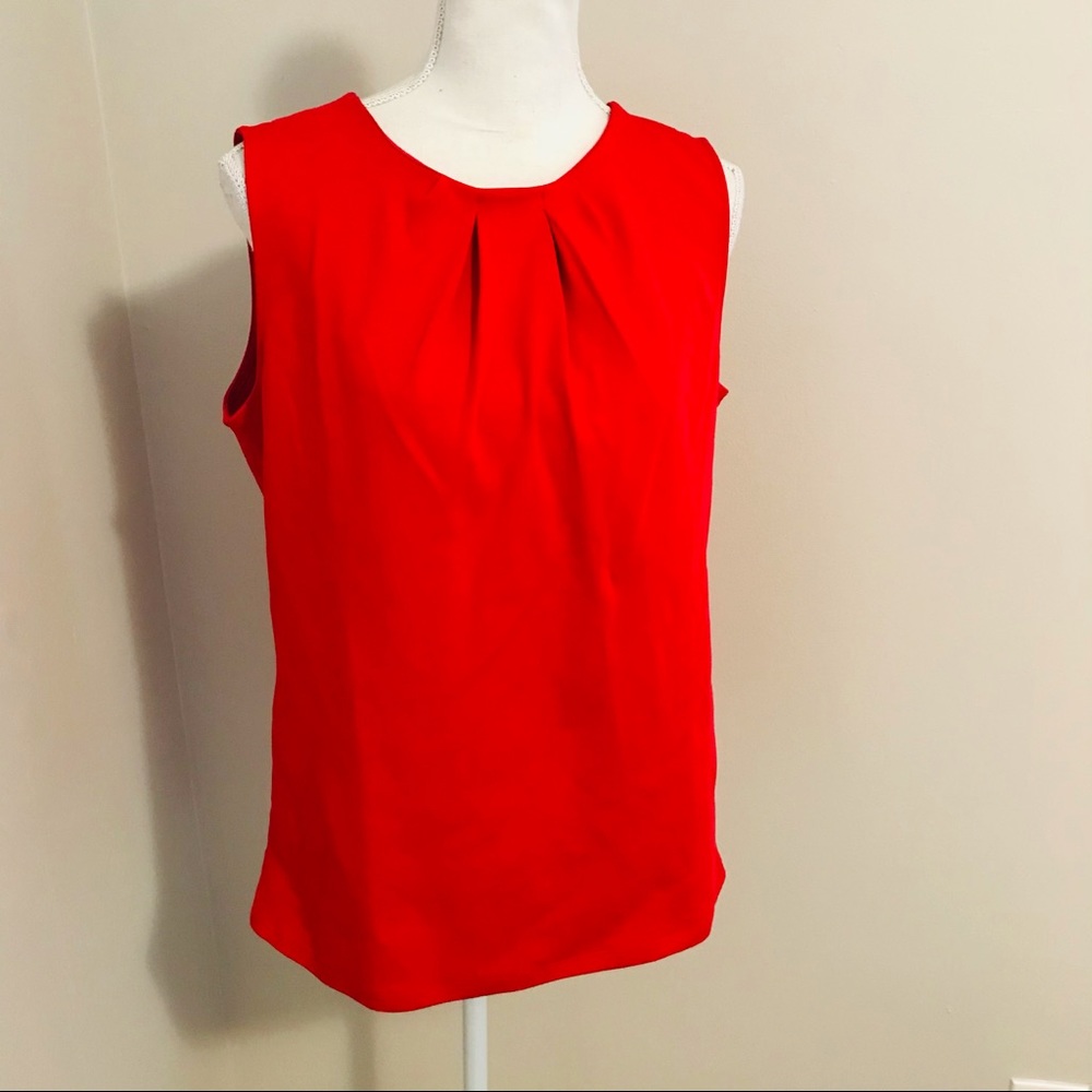 Banana Republic Vibrant Red Pleated Blouse